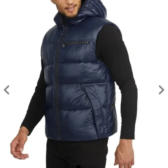 NWT PAJAR Ryan Puffer Hooded Vest Thinsulate Ribbed Navy Blue Packable Coat Zip - Picture 8 of 10